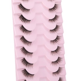 FANXITON Lashes Natural False Eyelashes 10 mm Short Wispy Cat-Eye Lashes 3D Soft Faux Mink Lashes Sets 10 Pairs Pack