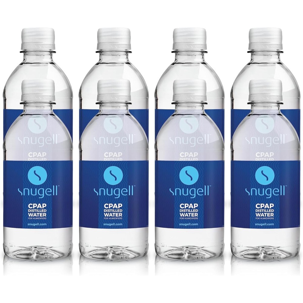 Snugell Distilled Water for CPAP Machines, Travel Size Bottles (8-Pack, 12 oz Each) - Up to 12 Days Supply - Clean, Multi-Use, Travel-Friendly, Made in USA