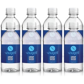 Snugell Distilled Water for CPAP Machines, Travel Size Bottles (8-Pack, 12 oz Each) - Up to 12 Days Supply - Clean, Multi-Use, Travel-Friendly, Made in USA