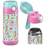 Jarlson Kids Water Bottle MALI [12OZ] - No Straw Stainless Steel Thermo Bottle - Insulated Waterbottle Leak Proof for School & Sports - Thermo Tumbler for Boys & Girls (Mermaid)
