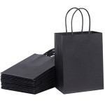 SUNCOLOR 50-Pack Mini Paper Gift Bags, 6 Mini Goodie Bags, Black Handle Party Favor Bags for Birthday, Halloween, Wedding