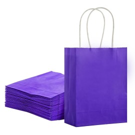 SUNCOLOR 25 Pieces 6 Mini Goodie Bags Small Purple Gift Bags with Handle for Party Favor Bags(Purple)