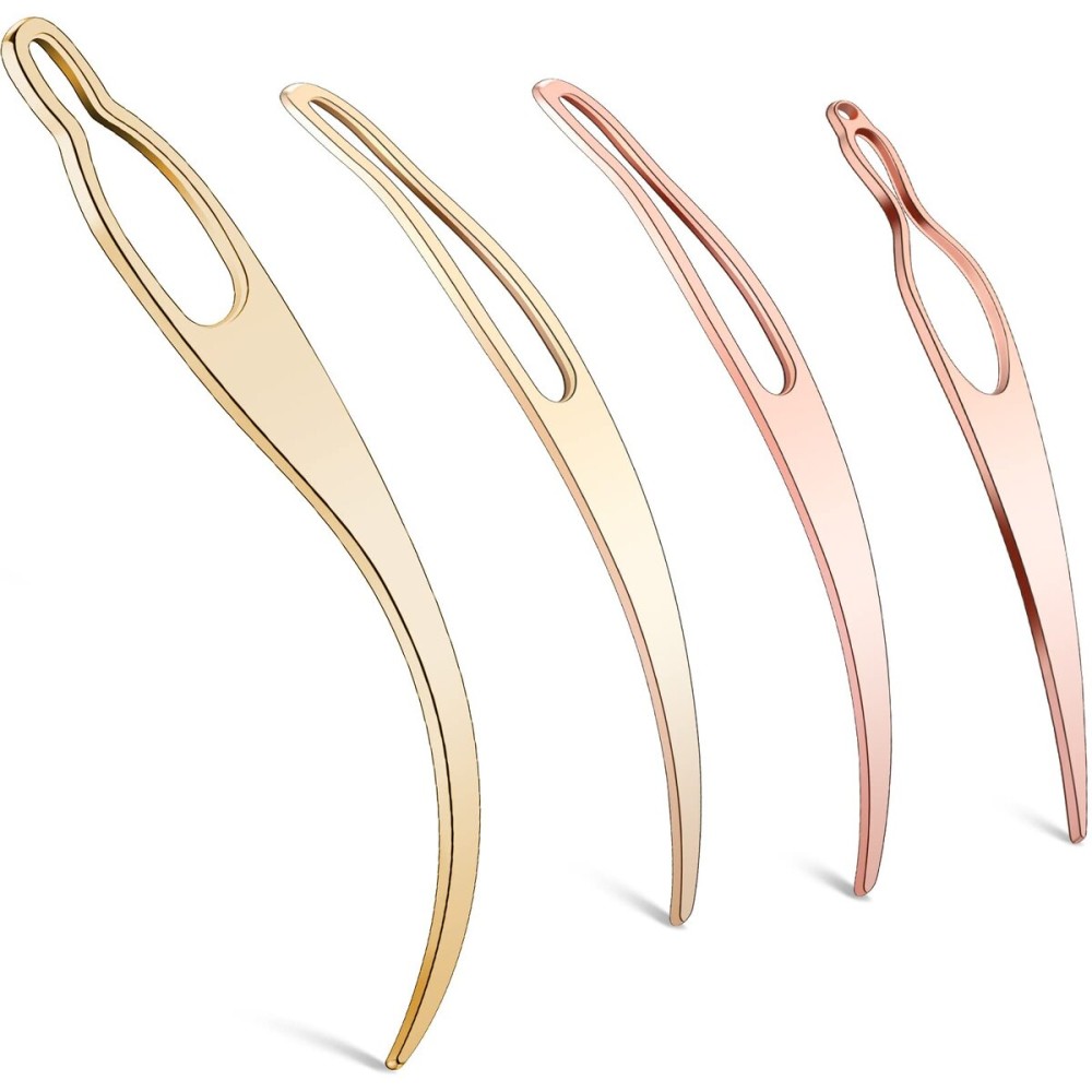 4 Pieces Sisterlock Retighten Tool, Dreadlock Tool for Hair, Dreadlock Crochet Needle, Loc Crochet Needle for Hair Extensions Styling Loc Maintenance(Rose Gold, Gold)