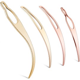 4 Pieces Sisterlock Retighten Tool, Dreadlock Tool for Hair, Dreadlock Crochet Needle, Loc Crochet Needle for Hair Extensions Styling Loc Maintenance(Rose Gold, Gold)