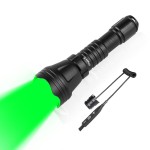 Odepro KL52 Green Light Scope Mount Flashlight for Night Hunting 452 Yards Long Range Super Bright Zoomable Green Lens Spotlight with Stepless Dimming Pressure Switch for Predator Coyote Hog Varmint