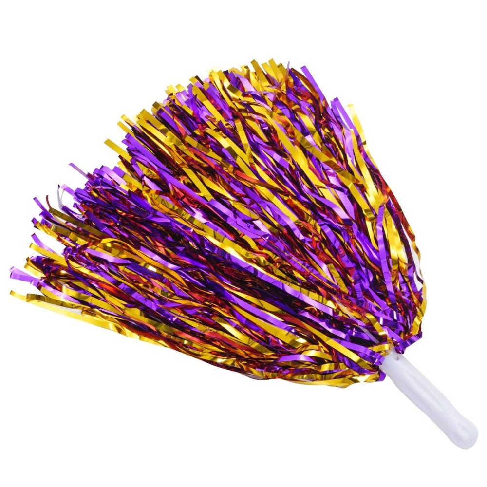 baotongle 12 PCS Cheerleading Squad Spirited Fun Poms Pompoms Cheer Costume Accessory for Party Dance Sports (Purple Gold)