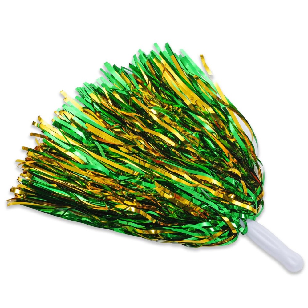 baotongle 12 PCS Cheerleading Squad Spirited Fun Poms Pompoms Cheer Costume Accessory for Party Dance Sports (Green Gold)