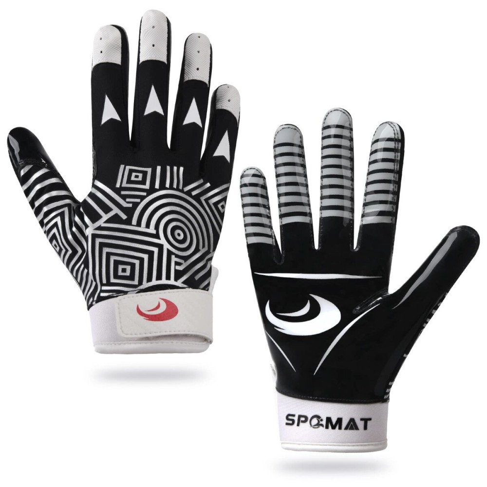 SPOMAT Football Gloves Adult Silicone Grip Receiver Gloves for Men and Women with Super Stick Ability for Best Game Experience, Swallow Tail Adult M