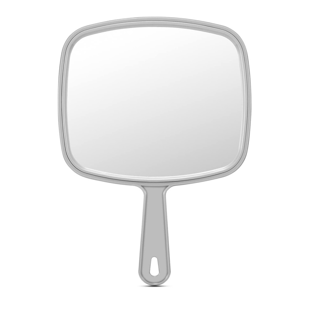 PROTECLE Extra Large Hand Mirror, Salon Barber Hairdressing Handheld Mirror with Handle (Square Grey 9 x 12.4)
