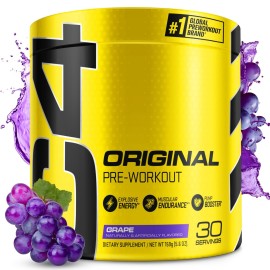 Cellucor C4 Original Pre Workout Powder Grape Sugar Free Preworkout Energy for Men & Women 150mg Caffeine + Beta Alanine + Creatine - 30 Servings (Packaging May Vary)