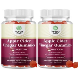 Apple Cider Vinegar Gummies with the Mother-Natural Energy Supplement ACV Gummies with Mother for Body Cleanse Immune Support and Gut Health-Delicious Gummy ACV Supplement with Beet Root Powder 2 pack