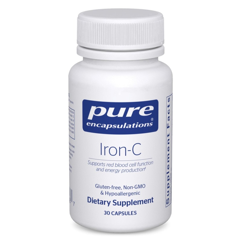 Pure Encapsulations Iron-C - 15 mg - 175 mg Vitamin C - Red Blood Cell Support* - Energy Production - Highly Bioavailable Iron Pill - Gluten Free & Vegan - 30 Capsules