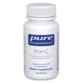 Pure Encapsulations Iron-C - 15 mg - 175 mg Vitamin C - Red Blood Cell Support* - Energy Production - Highly Bioavailable Iron Pill - Gluten Free & Vegan - 30 Capsules