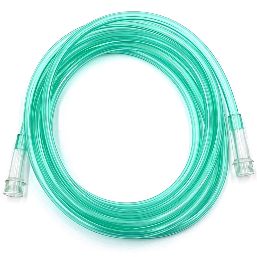 ResOne 7Ft Oxygen Supply Tubing, Crush Resistant, Standard Connectors for Nasal Cannulas, Cannula Nasal Tubing, Oxygen Concentrator - Green