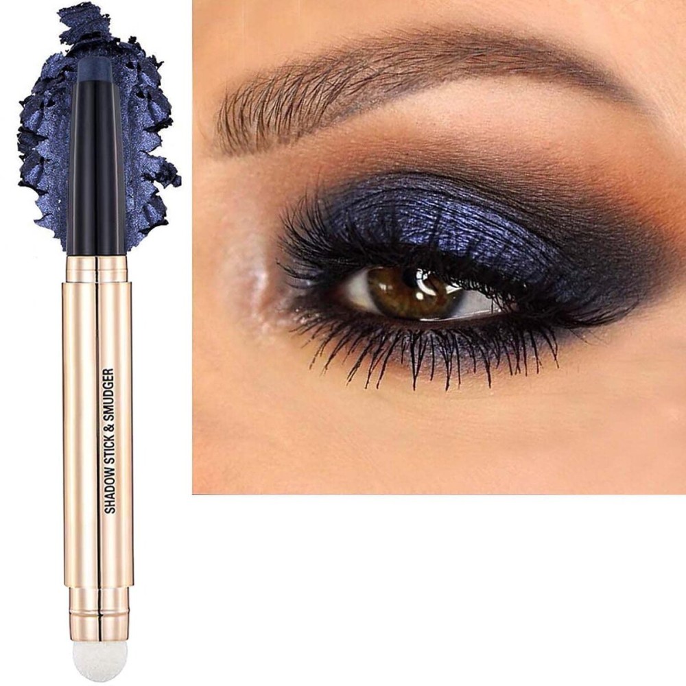 Metiplou Eyeshadow Stick Eyeliner pencil Eye Makeup Cream Smooth Shimmer Eye shadow Primer Glitter Dark Light Matte Single Hypoallergenic Waterproof Long Lasting navy blue 12
