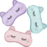 Haysandy Cute Eye Mask for Sleeping 3 Pieces Cartoon Dog Face Eye Cover Funny Animal Cat Sleeping Mask Soft Lightweight Night Sleep Kitty Blindfolds for Women Men Kids(Silk Cat)