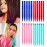 KGBFASS 22 Colored Clip in Hair Extensions Blue Straight Hair Extensions Clip in for Kids Multi-Colors Party Highlights Hairpieces(Blue,Pink)