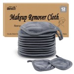 HOMEXCEL Makeup Remover Cloth 12 Pack,Reusable Makeup Remover Pads, Washable Ultra Soft Facial Cleansing Cloths For All Skin Types, 5 X 5 In, Grey