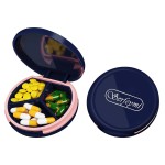 Serfeymi Small Pill Box - 3 Compartments Portable Pill Box for Purse Pocket, Compact Mini Travel Pill Case - Suitable for Medicine, Vitamin, Fish Oil, Supplements - Dark Blue(Logo)