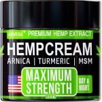 Hemp Cream - Maximum Strength - Natural Hemp Oil Extract Gel Rub with MSM - Glucosamine - Arnica - Turmeric - Maximum Strength - Formulated in USA - 3.9 oz