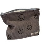 Cosmetic Bags for Women - Corduroy Cosmetic Bag Aesthetic Women Handbags Purses Smile Dots Makeup Organizer Storage Makeup Bag Girls Case Bags (A-Gray)