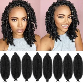 Celie Marley Twist Braiding Hair Extensions 12 Inch Pre-Separated Springy Afro Twist Hair 8 Packs Suitable for Damaged Soft Locs Synthetic Cuban Mini (1B, 12 Inch (Pack of 8))