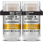 Aluminum-Free Deodorant for Men by Bravo Sierra, 2-Pack - Contains Natural Ingredients - Long Lasting Odor and Sweat Protection - Citrus & Cedarwood, 3.2 oz - Paraben-Free, Vegan & Cruelty-Free