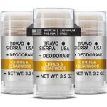 Aluminum-Free Deodorant for Men by Bravo Sierra, 3-Pack- Contains Natural Ingredients - Long Lasting All-Day Odor and Sweat Protection - Citrus and Cedarwood, 3.2 oz-Paraben-Free, Vegan & Cruelty-Free