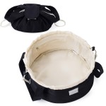 Narwey Christmas Gifts Barrel Drawstring Makeup Bag Large Cosmetic Bag Make up Bags Women and Girls Toiletry Organizer for Travel Toiletries Accessories Essentials (Black) (Patent)