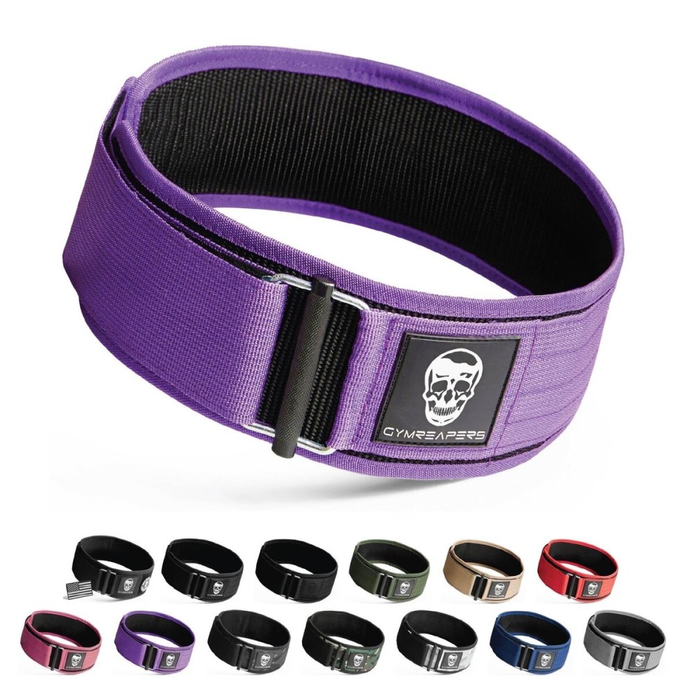 Gymreapers Quick Locking Weight Lifting Belt for Men Gym Belt for Powerlifting Deadlift Belt with 4 Inch Neoprene Metal Buckle Back Support Weightlifting Belt Women (X-Small, Purple)