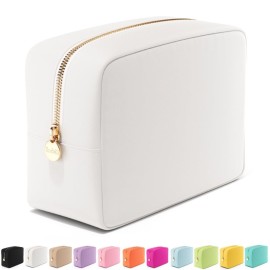 Embla Makeup Bag Travel Cosmetics Pouch and Toiletry Bag, Nylon Zipper Pouch Purse, Cute Make Up Organizer Storage Tote for Women Girls, Waterproof Travel Skincare Case, Large Makeup Bags, White