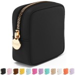 Embla Makeup Bag Travel Cosmetics Pouch and Toiletry Bag, Nylon Zipper Pouch Purse, Cute Make Up Organizer Storage Tote for Women Girls, Waterproof Travel Skincare Case, Small Makeup Bags, Black