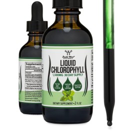 Chlorophyll Liquid Drops - for Digestion, Gut Health, Energy and Detox - Vegan Safe (Rich, Full Texture and Taste, Not Watered Down), 2oz Peppermint Flavored, by Double Wood