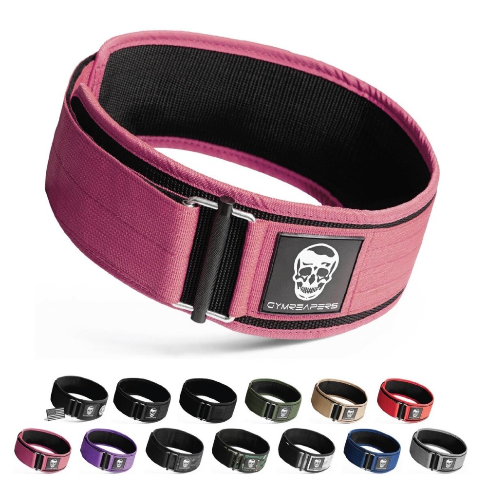 Gymreapers Quick Locking Weight Lifting Belt for Men Gym Belt for Powerlifting Deadlift Belt with 4 Inch Neoprene Metal Buckle Back Support Weightlifting Belt Women (Large, Pink)