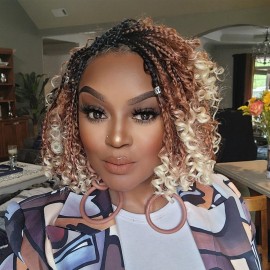 8 packs Goddess Box Braids Crochet Hair For Women 10 inch Bohemian Crochet Box Braids With Curly Ends Boho Box Braids Crochet braids Braiding Hair Extensions (10 inch, T1B/30/613)