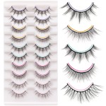 Losha Manga Lashes Fluffy Faux Mink Lashes Natural Look 5 Style Mixed Fake Eyelashes 10 Pairs Anime Lashes Look Like Individual Clusters (Mix)
