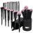 Bueart Design 18Pcs Pro Deluxe Fuchsia Pink Black Makeup Brushes set with Travel Make up Brush Holder case Foundation concealer contour Blush eyeshadow face make up brush set