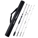 4 Piece Travel Spinning Fishing Rods Portable 4 Sections Lightweight Carbon Fiber Poles M Power MF Action 8ft Silver