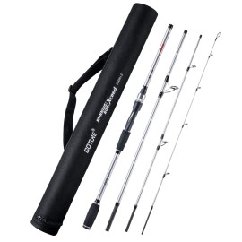 4 Piece Travel Spinning Fishing Rods Portable 4 Sections Lightweight Carbon Fiber Poles M Power MF Action 8ft Silver