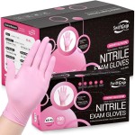 SwiftGrip Pink Nitrile Gloves, 3-mil, Industrial Gloves Disposable Latex Free, for Cleaning & Esthetician, Rubber Powder-Free, 1000-ct Case (Large) Large (Pack of 1000)