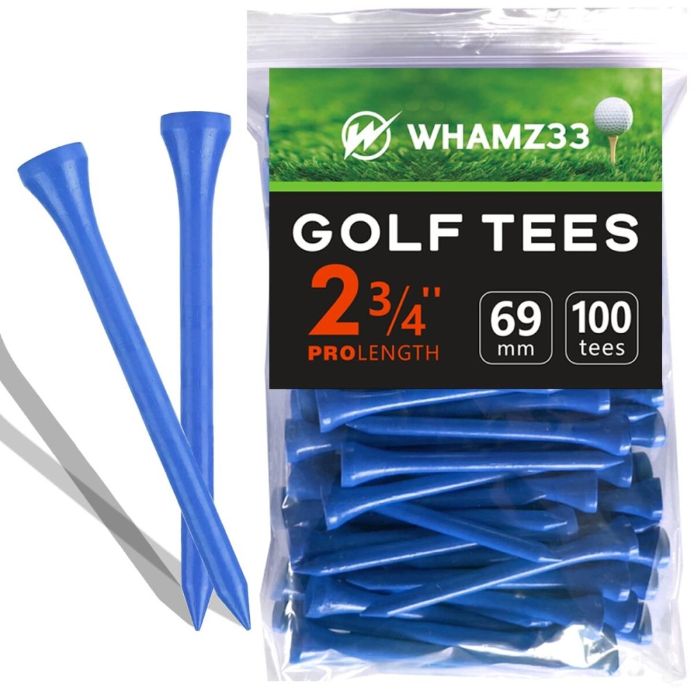 WHAMZ33 W Professional Bamboo Golf Tee 3 1/4 inch Tee Pack of 100, Blue