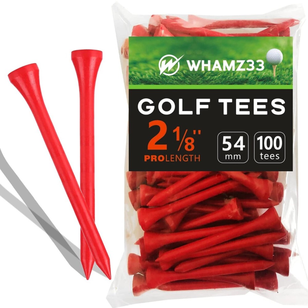 WHAMZ33 W Professional Bamboo Golf Tee 3 1/4 inchTee Pack of 100, Red