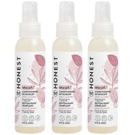 The Honest Company Conditioning Hair Detangler 3-Pack Leave-in Conditioner and Fortifying Spray Tear Free Cruelty-Free Hypoallergenic Almond Nourishing 4 fl oz each pack of 3
