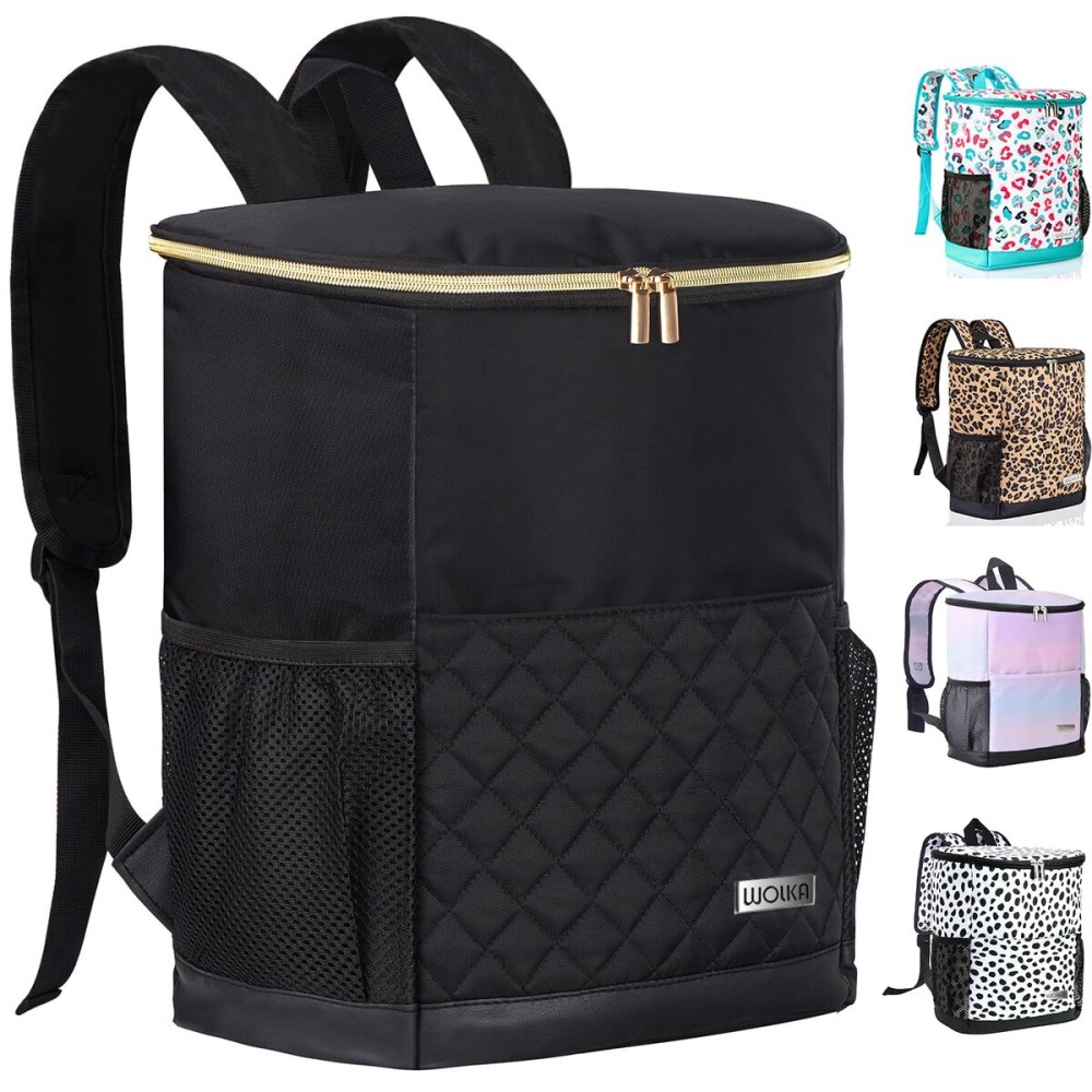 Wolka Cooler Backpack 30 Cans,Portable Backpack Coolers Insulated Leak Proof,Waterproof Soft Sided Cooler Bag for Travel,Beach,Camping,Picnic,Lunch Backpack for Women (Black Shark)