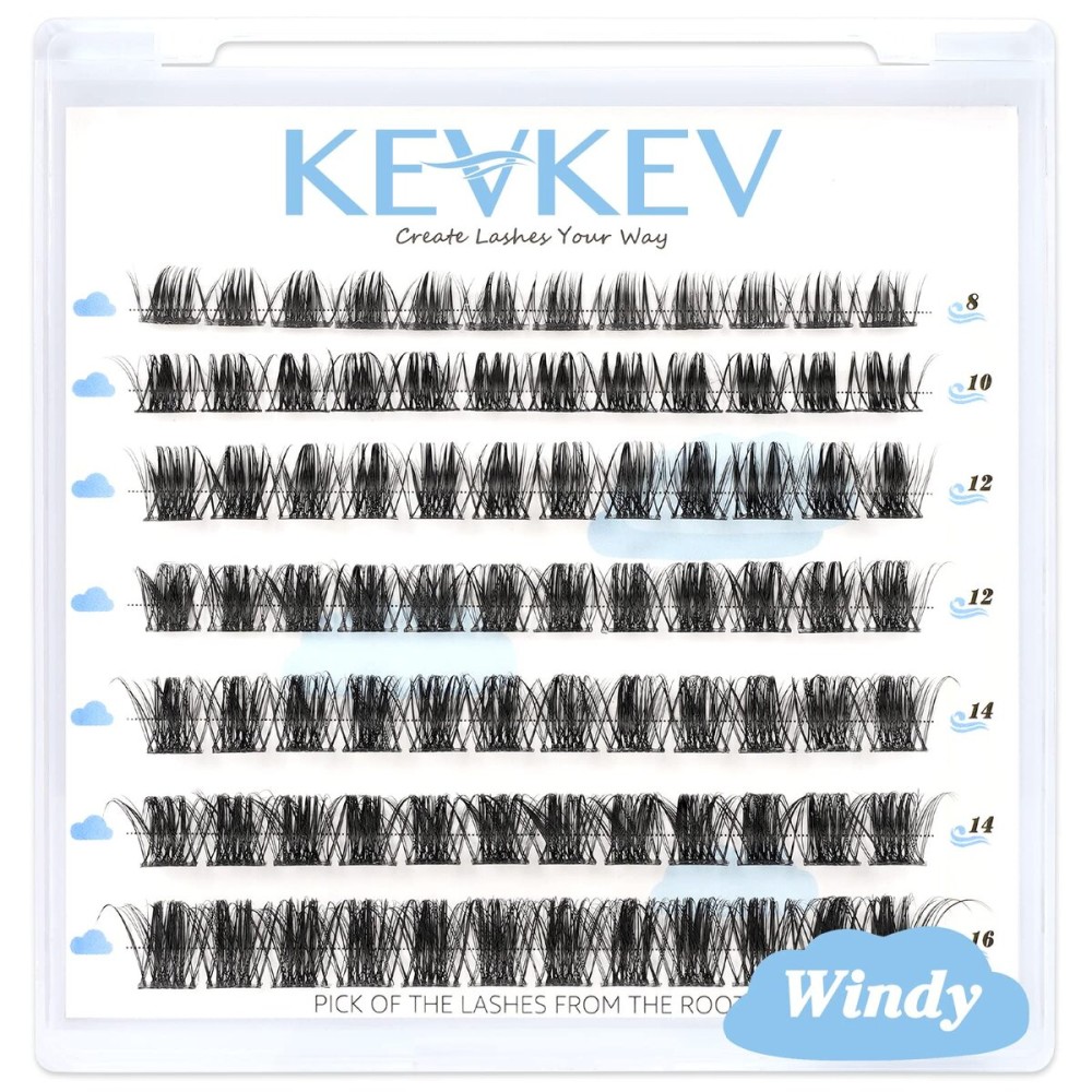 Lash Clusters 84 Pcs Cluster Lashes Eyelash Clusters DIY Cluster Eyelash Extensions Individual Lashes Soft and Comfortable (Windy,D-8-16mix)