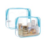 BAGSMART Clear Toiletry Bag, 2 Pack TSA Approved Travel Toiletry bag Carry on Travel Accessories Bag Airport Airline Quart Size Bags Water Repellent Makeup Cosmetic Bag for Women (Blue-2Pcs)