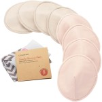 Organic Nursing Pads - 8 Washable Breast Pads for Breastfeeding, Wash Bag, Viscose Derived from Bamboo Reusable Nipple Covers for Breastfeeding Essentials, Soft & Absorbent(Neutrals, L 4.8)