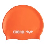 Arena Classic Unisex Soft Silicone Swim Cap for Women and Men, Intensive Training and Racing Comfortable Non-Slip Long Hair Swimming Hat, Orange
