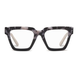 Peepers by PeeperSpecs Oprah\'s Favorite Women\'s Take a Bow Square Blue Light Blocking Reading Glasses - Black Marble/Black +1.50