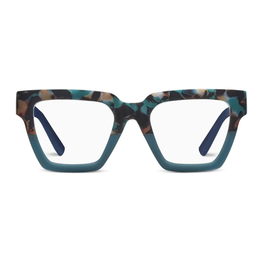 Peepers by PeeperSpecs Oprah\'s Favorite Women\'s Take a Bow Square Blue Light Blocking Reading Glasses - Teal Botanico/Teal +3.00